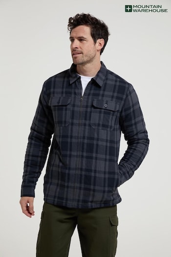 Mountain Warehouse Grey Mens Stream II Fleece Lined Flannel Shirt (Q71940) | £56