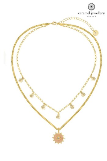 Caramel Jewellery London Gold Tone 'Solar' Layered Quartz Charm Necklace (Q71944) | £28