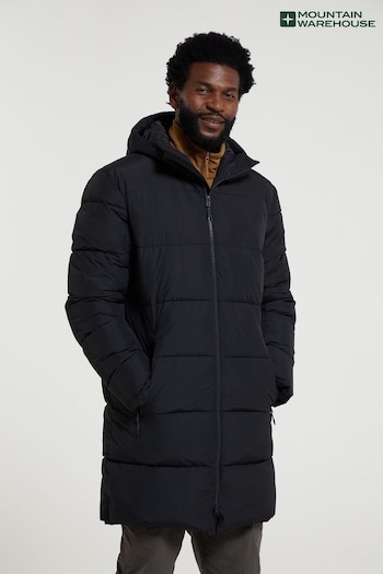 Mountain Warehouse Black Vortex Mens Longline Padded Jacket (Q71963) | £104