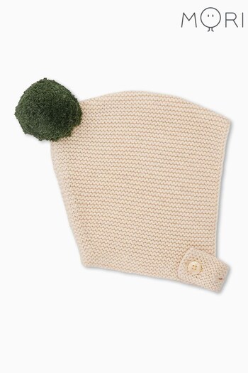 MORI Cream Organic Cotton Knitted Bonnet Hat (Q72027) | £21