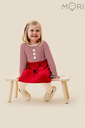 Mori Red Stripe Organic Christmas Tutu Bodysuit Dress (Q72045) | £32