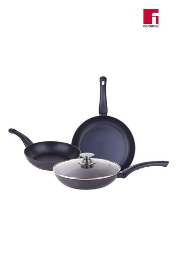 Bergner Set of 3 Black Ocean Non-Stick Frying Pans (Q72052) | £55