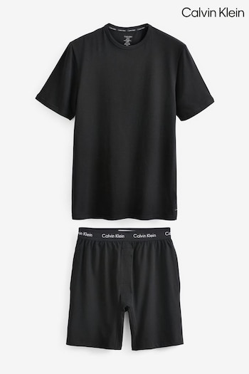 Calvin Klein Cotton Stretch Lounge Black Pyjama Short Set (Q72071) | £65