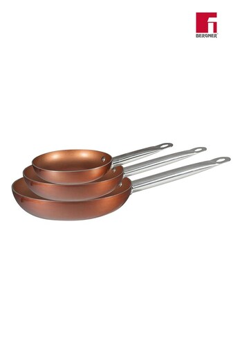 Bergner Set of 3 Copper Non-Stick Frying Pans (Q72112) | £45