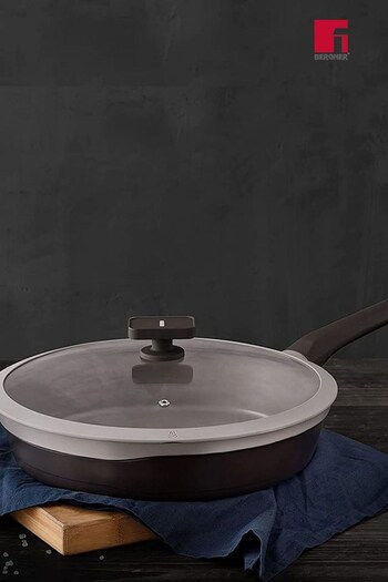 Bergner Brown Gastro Cast Aluminium 32cm Frying Pan with Glass Lid (Q72117) | £58