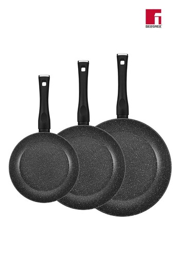 Bergner Set of 3 Black Forged Aluminium Induction Non-stick Frying Pans (Q72127) | £45