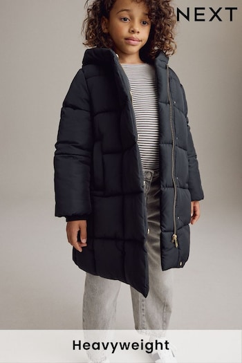 Black Regular Length Shower Resistant Fur Lined Hooded Padded Coat (3-16yrs) (Q72129) | £35 - £45