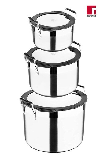 Bergner Set of 3 Stackable Stainless Steel Casserole Dishes (Q72151) | £120