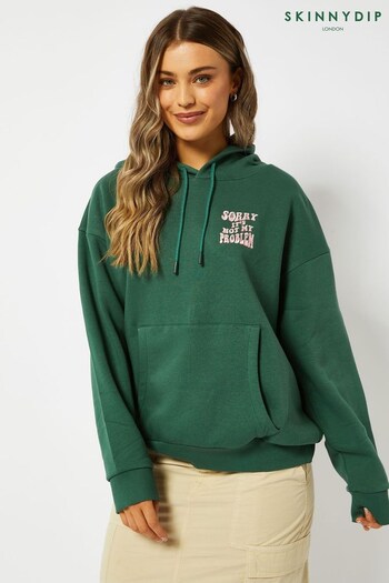 Skinnydip Green Sorry It's Not My Problem Oversized Hoodie (Q72200) | £38