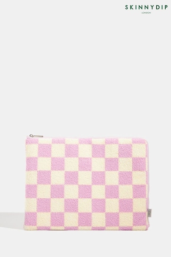 Skinnydip Pink Check Fuzzy Laptop Case (Q72203) | £24