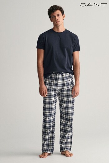 GANT Blue Flannel Pajama Trousers & T-Shirt Gift Box Set (Q72304) | £90