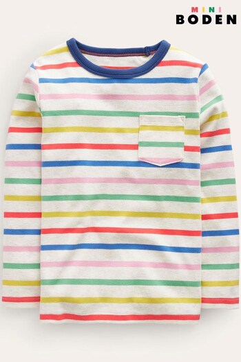 Boden Natural Supersoft Long Sleeve Breton Stripe T-Shirt (Q72410) | £19 - £21