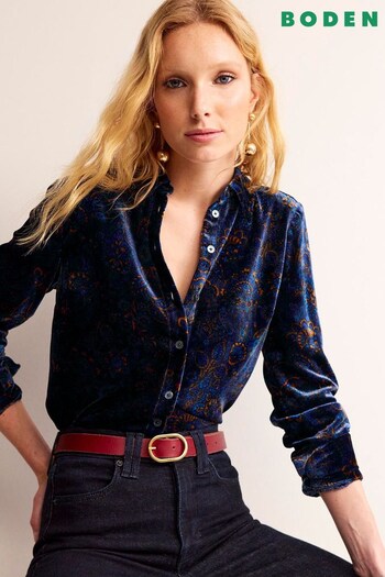 Boden Blue Sienna Velvet Shirt (Q72446) | £95