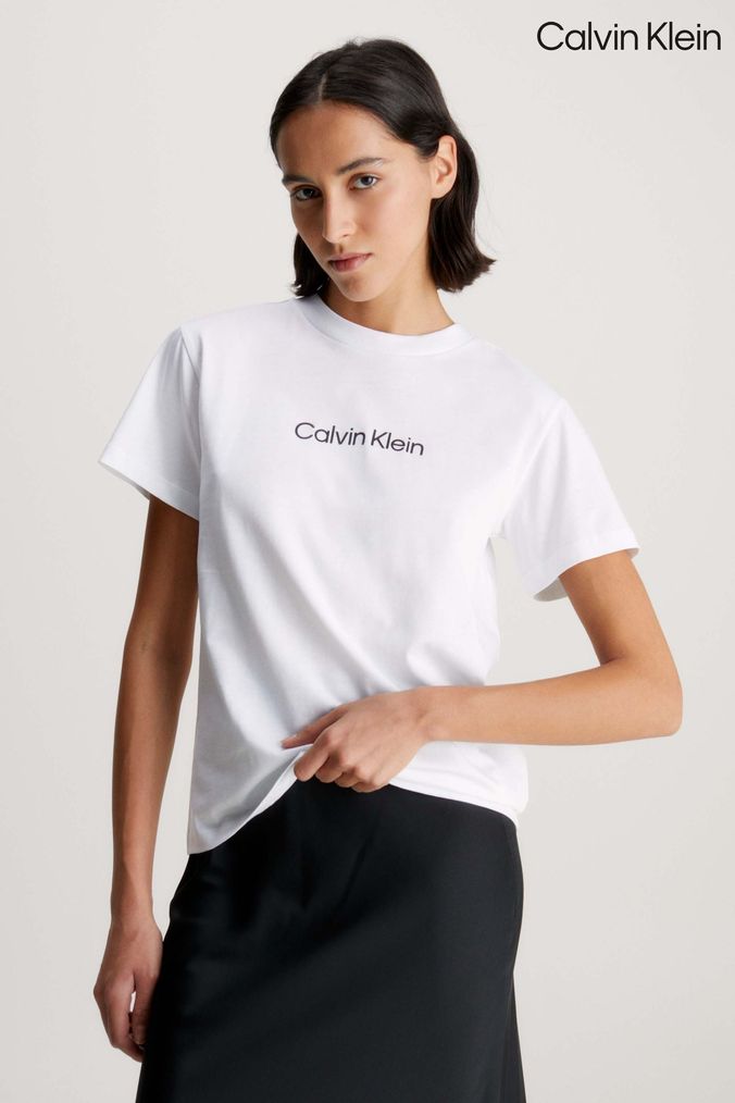 Buy Women s T Shirts Calvin Klein Short Sleeve Print Tops Online Next UK