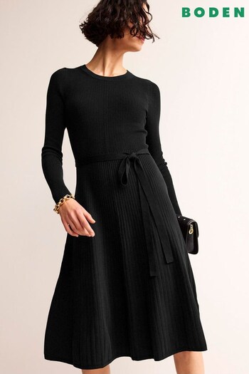 Boden Black Lola Knitted Midi Dress (Q72506) | £130
