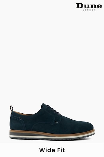 Dune London Blue Wide Fit Blaksley Plain Toe Hybrid Sole Shoes (Q72511) | £100