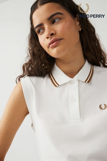 Fred Perry Womens Sleeveless Twin Tipped Polo zaffiro Shirt (Q72587) | £65