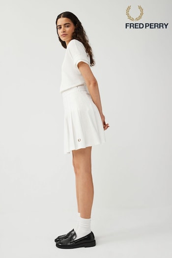 Fred Perry Womens Lace Tape Pleated White Skirt (Q72593) | £120