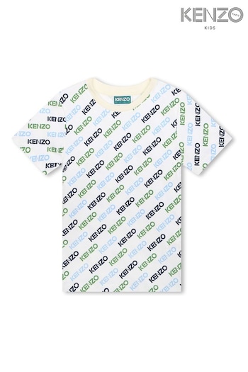 KENZO KIDS Luv All Over Logo Print Short Sleeve T-Shirt (Q72598) | £72.50