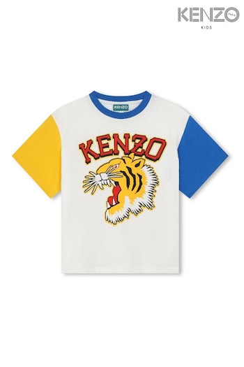 KENZO KIDS Luv Tiger Varsity Logo Colourblock Short Sleeve T-Shirt (Q72600) | £72.50