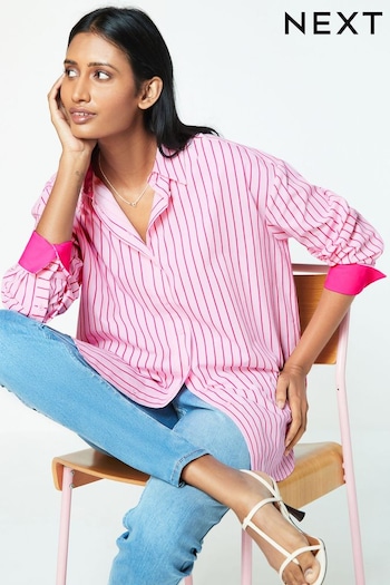 Pink Stripe Oversized Cotton Shirt (Q72618) | £38