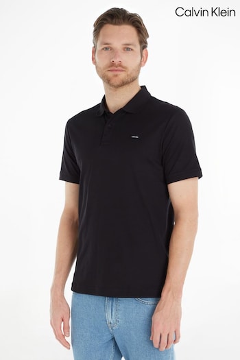 Calvin Klein Essential Smooth Cotton Slim Black Polo RALPH Shirt (Q72621) | £80