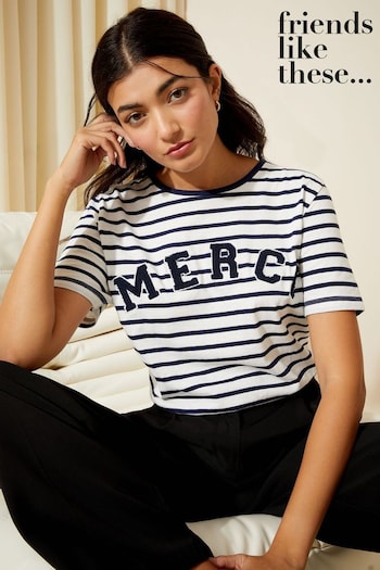 Friends Like These Stripe Round Neck Logo T-Shirt (Q72683) | £24
