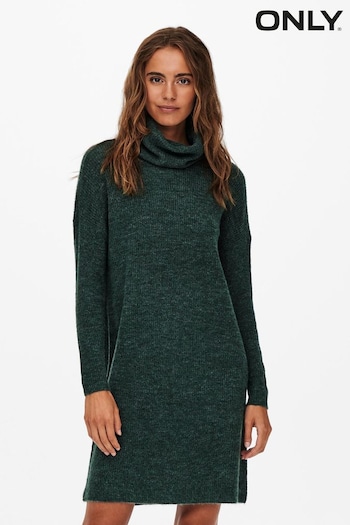 ONLY Green Roll Neck Knitted Jumper Dress (Q72685) | £32
