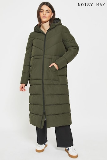 NOISY MAY Natural Longline Padded Quilted Hooded Coat (Q72695) | £48