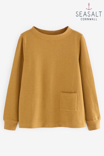 Seasalt Cornwall Yellow Rippling Tide Organic Cotton Sweatshirt (Q72711) | £56