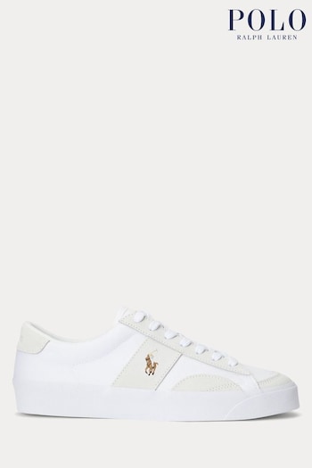 Polo Ralph Lauren White Sayer Canvas And Suede Trainer (Q72841) | £95