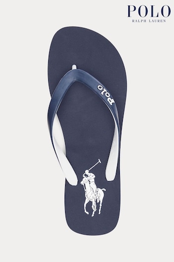 Polo Navy Ralph Lauren Bolt Logo Flip-Flops (Q72843) | £45
