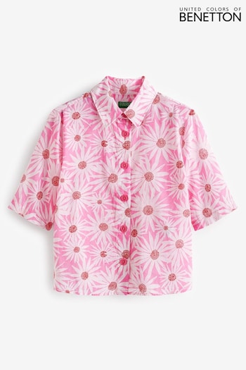 Benetton Pink Floral Cotton Shirt (Q72884) | £36