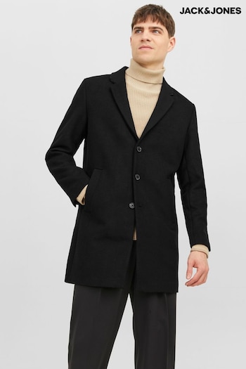 JACK & JONES Black Tailored Smart Wool Coat (Q72906) | £110