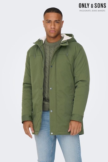 Only & Sons Green Parka Coat (Q72911) | £50