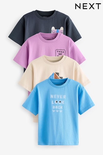 Blue/Pink Short Sleeve T-Shirt Set 4 Pack (3mths-7yrs) (Q72938) | £20 - £24