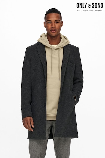 Only & Sons Grey Smart Tailored Coat (Q72942) | £80