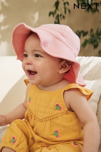Pink Baby Wide Brim Crinkle Hat (0mths-2yrs) (Q72958) | £7.50
