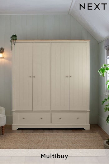 Stone Hampton Painted Oak 4 door, 2 drawers Wardrobe (Q73015) | £1,799