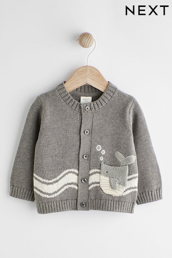 Grey Whale Baby Cardigan (0mths-2yrs) (Q73021) | £16 - £18