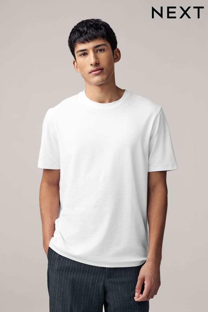 Buy Men s White T Shirts Round Neck Tops Online Next UK