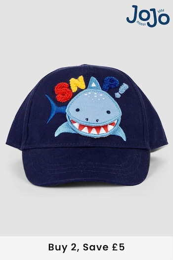 JoJo Maman Bébé Navy Shark Appliqué Cap (Q73089) | £15