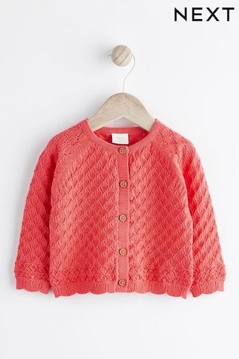 Red Baby Pointelle Knitted Cardigan (0mths-2yrs) (Q73142) | £12 - £14