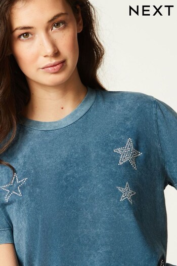 Blue Short Sleeve Washed Star T-Shirt (Q73192) | £27