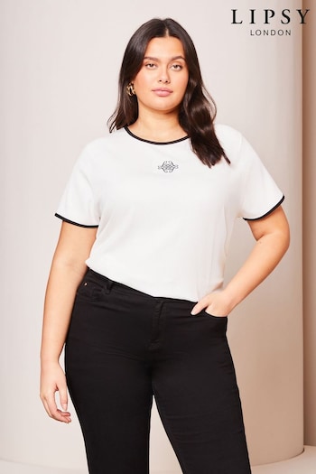 Lipsy White Curve Logo T-Shirt (Q73221) | £26