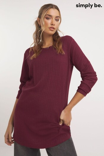 Simply Be Red Cut and Sew Ribbed Side Split Tunic (Q73427) | £24