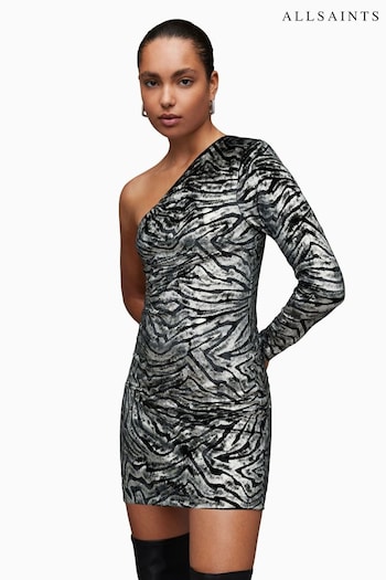 AllSaints Deri Zebra Silver Dress (Q73438) | £99