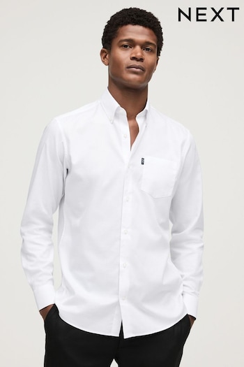 White Slim Fit Easy Iron Button Down Oxford Shirt (Q73465) | £20