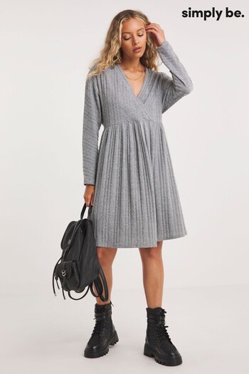 Simply Be Grey Ribbed Smock Dress (Q73468) | £29