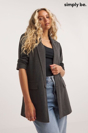 Simply Be Grey Charcoal Relaxed Ponte Blazer (Q73481) | £36